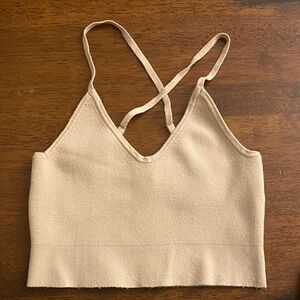 Abercrombie and Fitch V neck Cream Crop Top